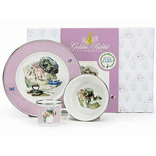 Golden Rabbit Enamelware Pink Baby Toddler Kid Flatware Set Golden Rabbit Enamelware Pink Baby Toddler Kid Flatware Set